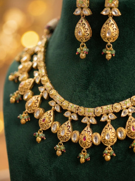 Alternate styling layout profile of Shikha Gold Look Heritage Necklace Set