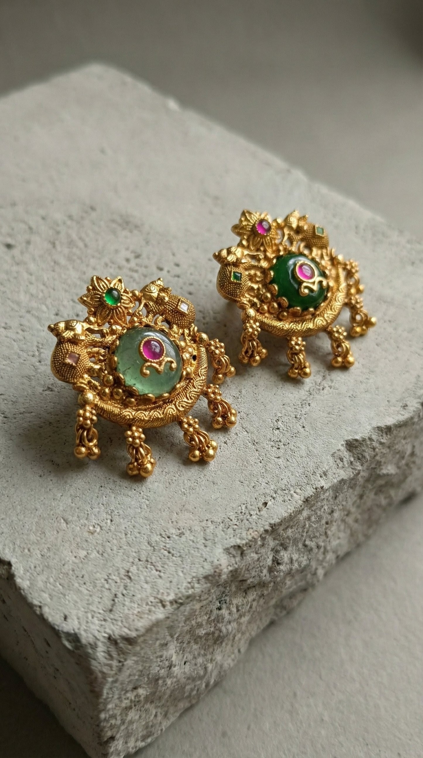 Alternate styling layout profile of Anubha Antique Gold Finger Ring