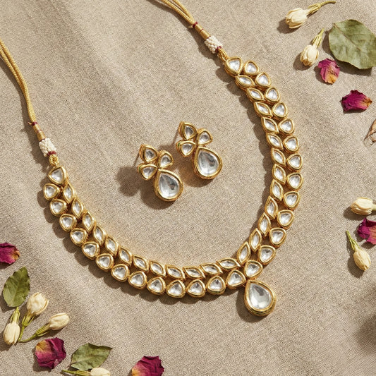 Main display view of the traditional Neha Premium Kundan Necklace