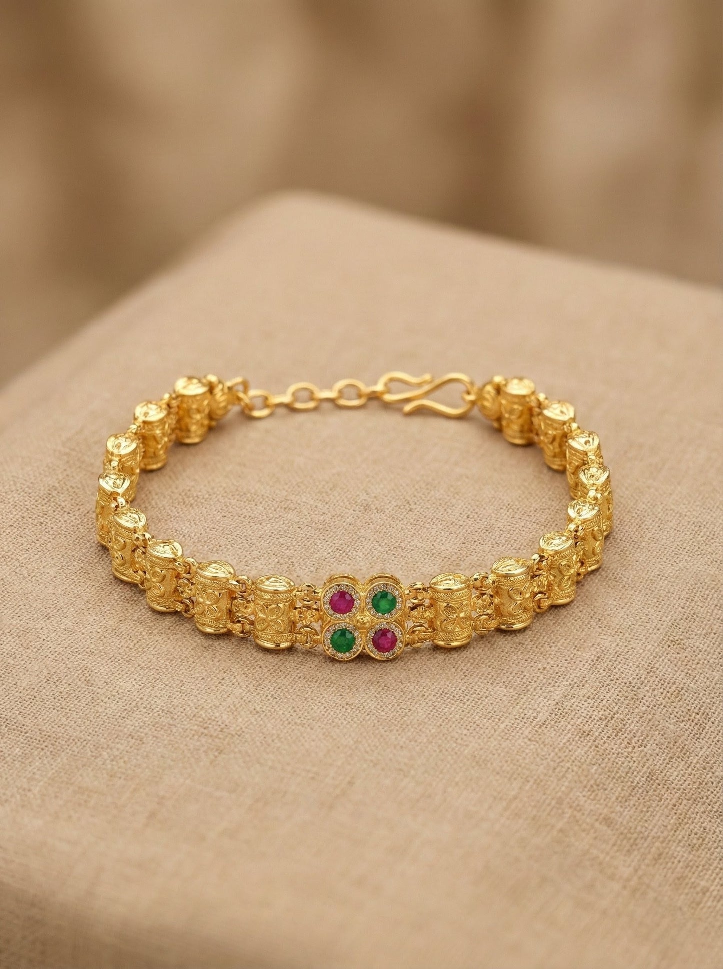 Detailed craftsmanship close up view of Niti Antique Swaroski Bracelet