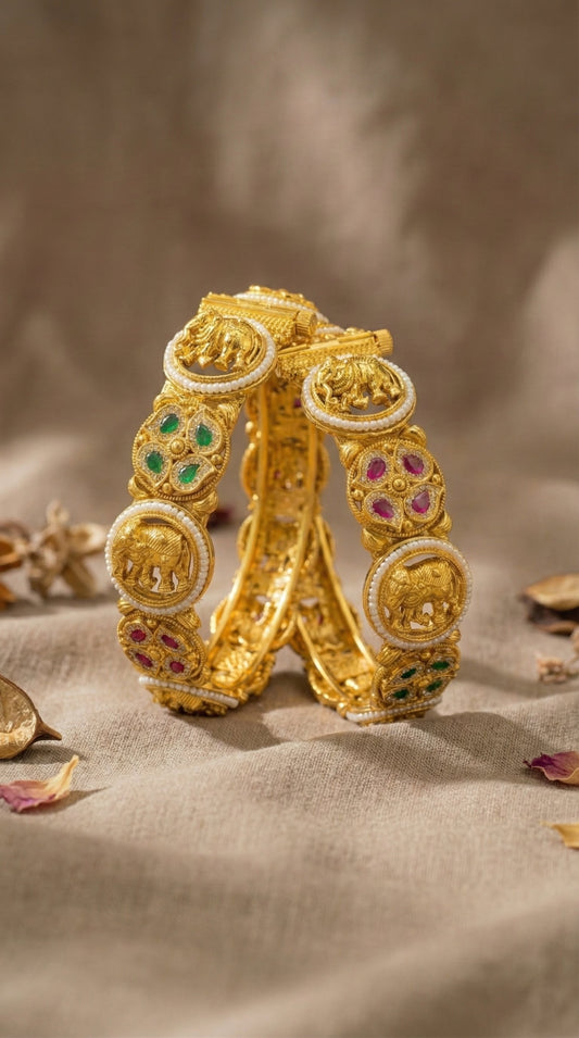 Main display view of the traditional Vasu Elephant Swaroski Bangles (Openable)