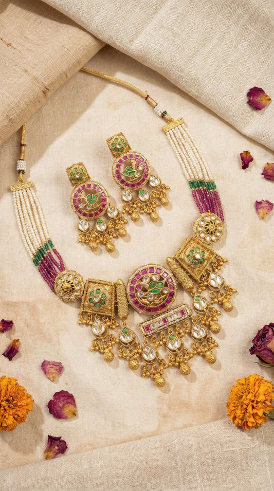 Main display view of the traditional Abhilasha Premium Heritage Necklace Set