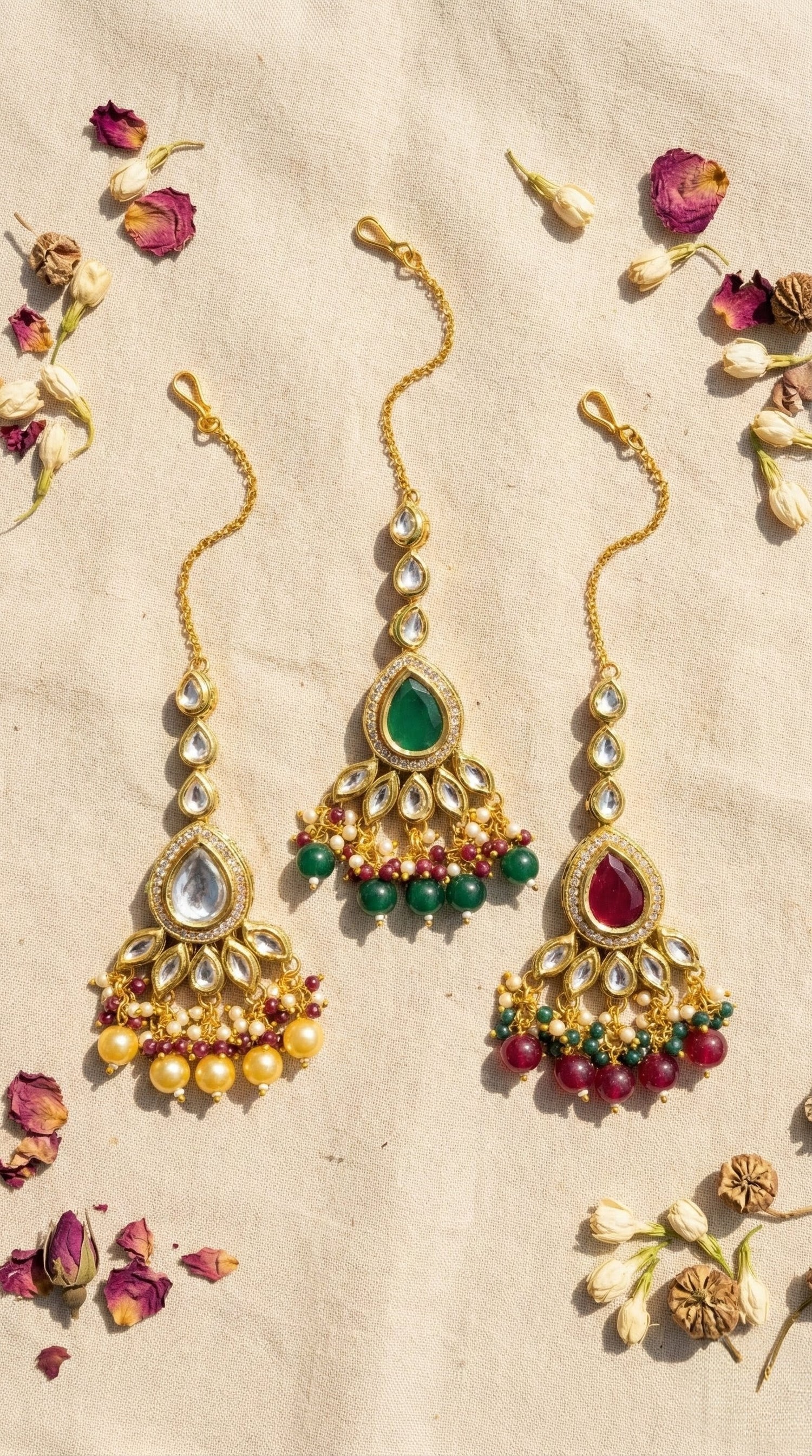 Bridal Kundan maang tikka with Rajwadi ethnic jewellery styling