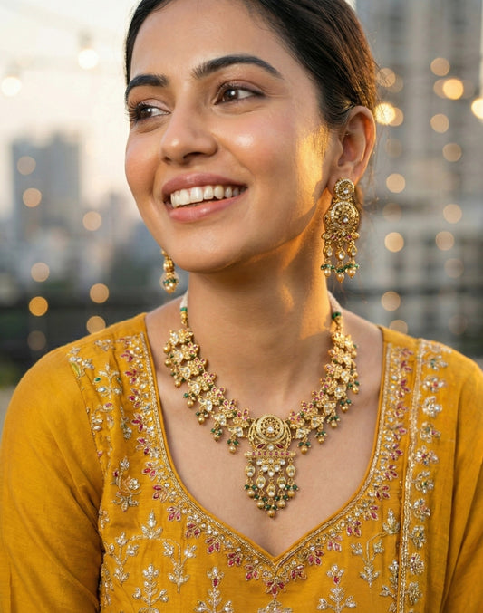 Alternate styling layout profile of Diya Heritage Necklace