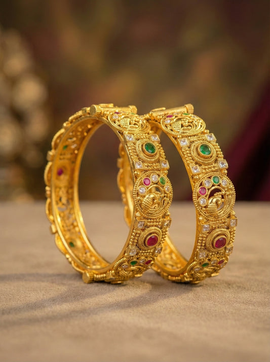 Alternate styling layout profile of Rama Peacock Antique Bangles (Openable)