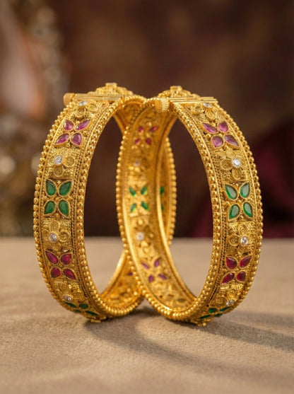 Sara Gold Look Rajwadi Bangles (Openable)