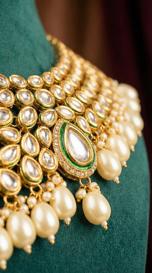 Alternate styling layout profile of Nitya Premium Kundan Necklace With Maang Tika