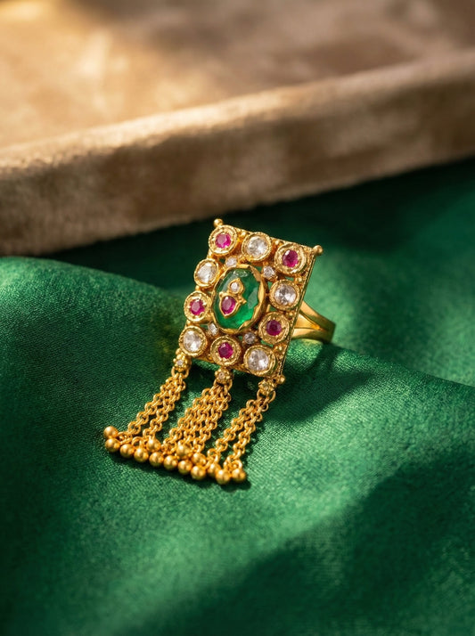 Alternate styling layout profile of Varsha Heritage Swaroski Finger Ring