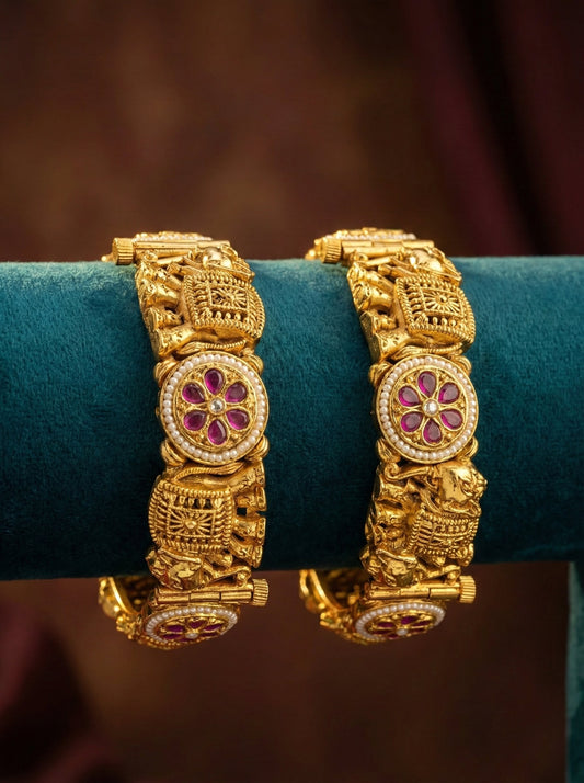 Alternate styling layout profile of Shalini Elephant Rajwadi Bangles (Openable)