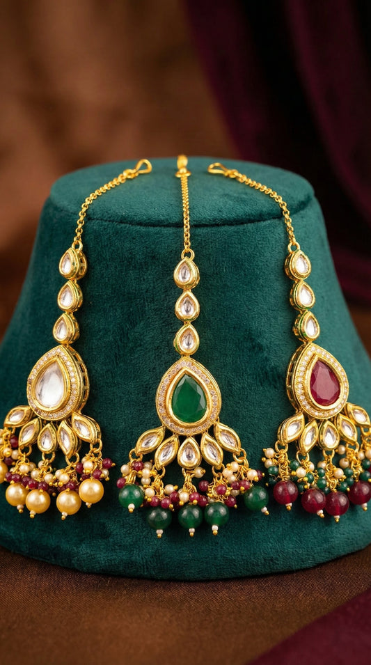 Alternate styling layout profile of Devaki Beautiful Kundan Maangtika