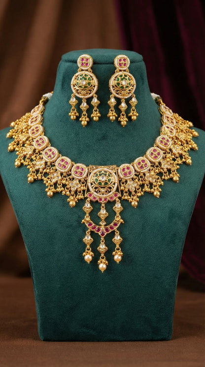 Yughvi Premium Quality Heritage Necklace Set