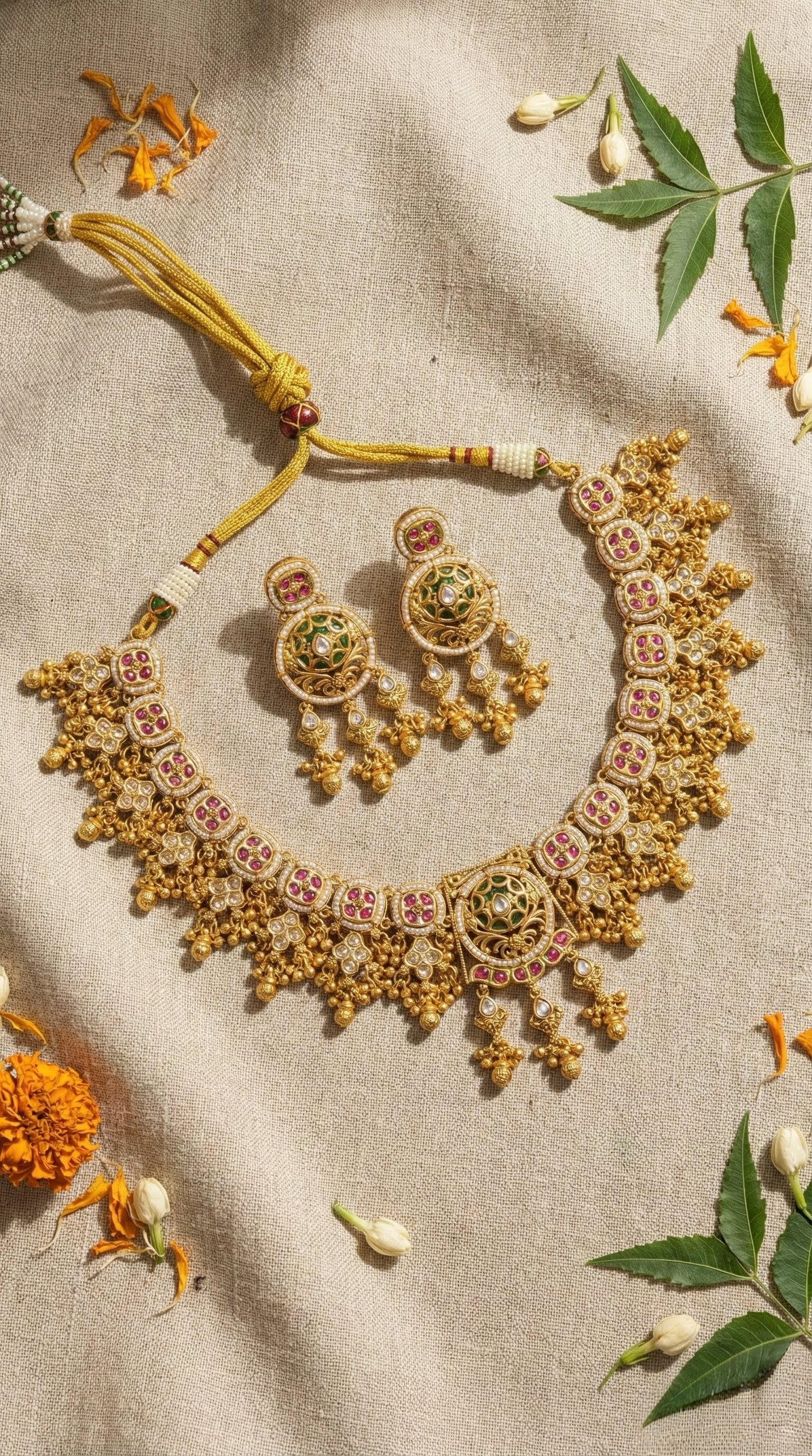 Yughvi Premium Quality Heritage Necklace Set