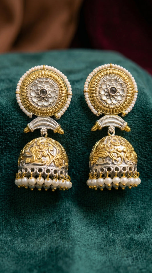 Alternate styling layout profile of Snigdha Dual Tone Earrings