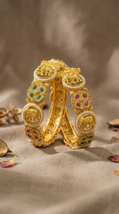 Vasu Elephant Swaroski Bangles (Openable)
