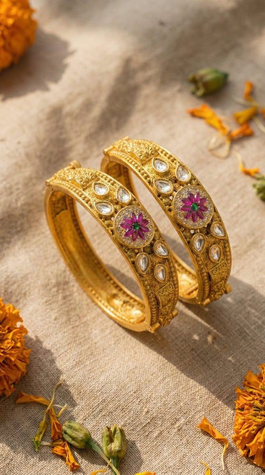 Varsha Rajwadi Swaroski Kundan Bangles (Openable)