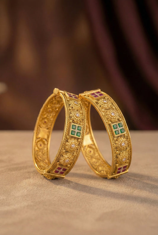 Alternate styling layout profile of Raveena Antique Swaroski Bangles (Openable)