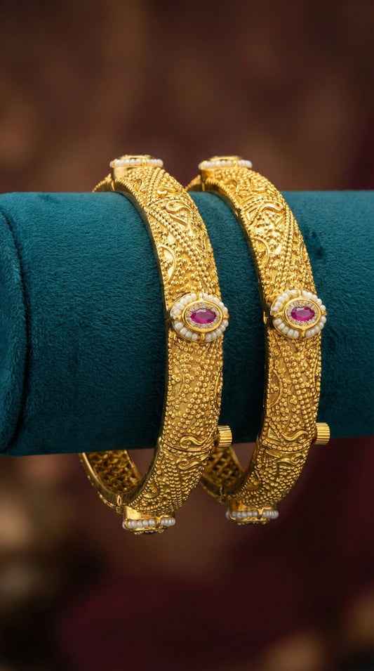 Parul Plain Gold look Swaroski Bangles (Openable)