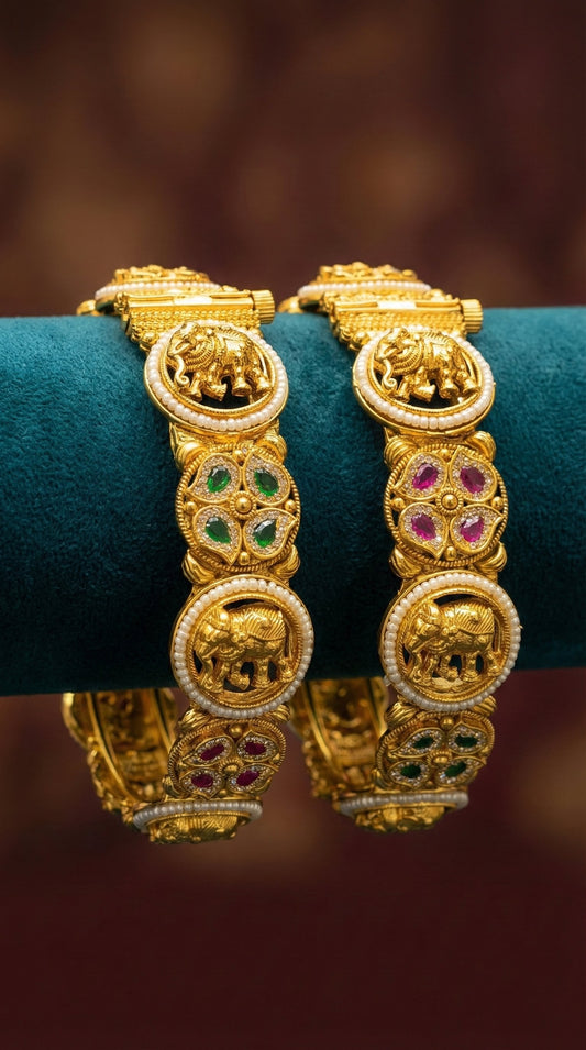 Vasu Elephant Swaroski Bangles (Openable)