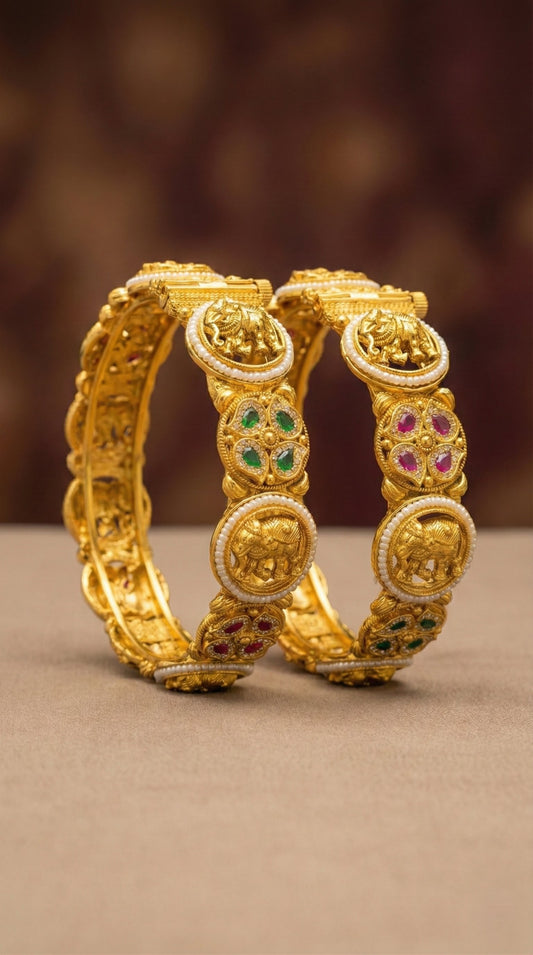 Alternate styling layout profile of Vasu Elephant Swaroski Bangles (Openable)