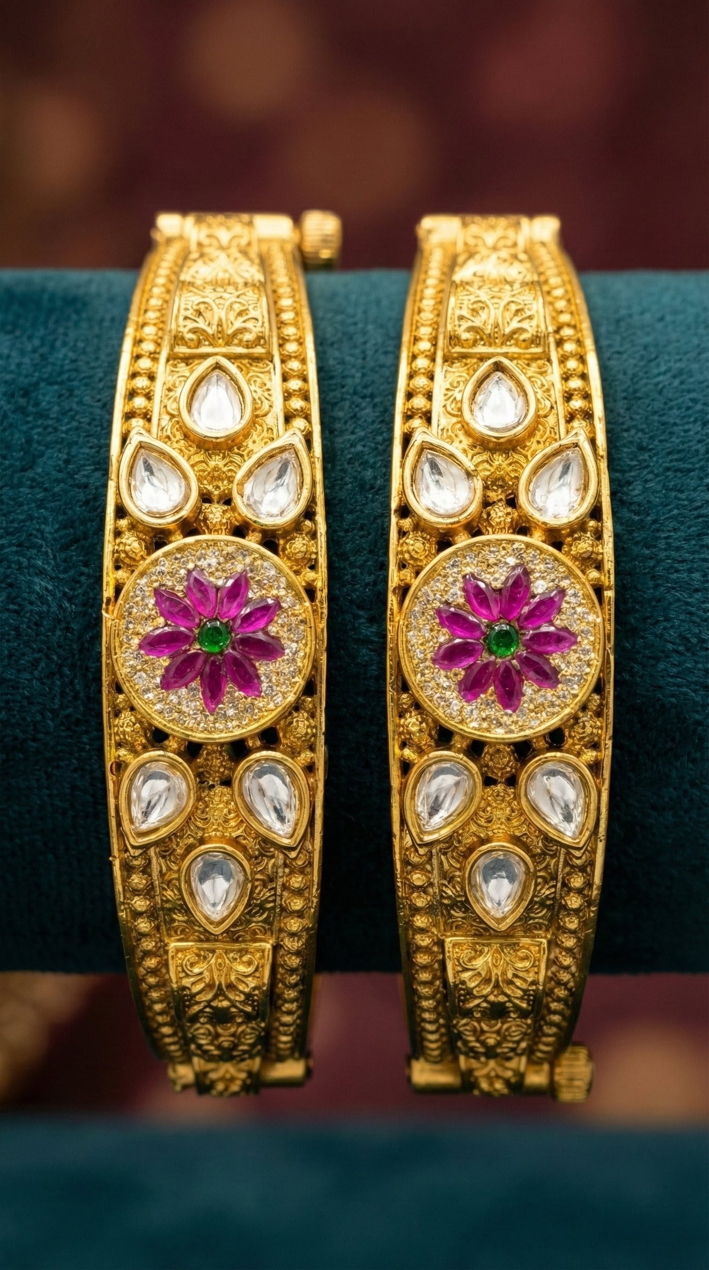 Varsha Rajwadi Swaroski Kundan Bangles (Openable)