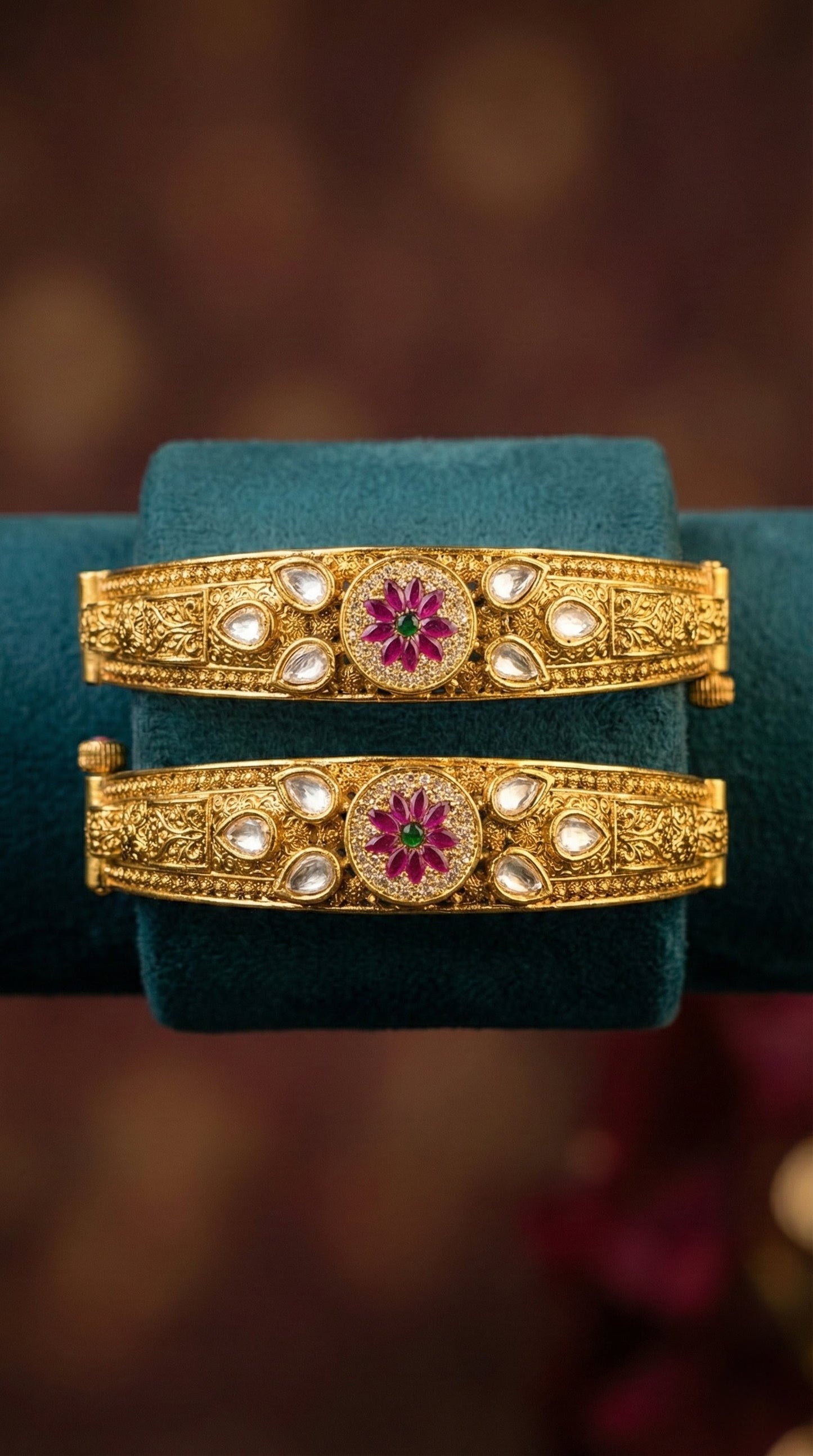 Varsha Rajwadi Swaroski Kundan Bangles (Openable)
