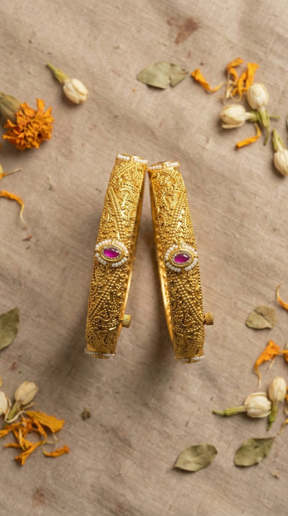 Parul Plain Gold look Swaroski Bangles (Openable)