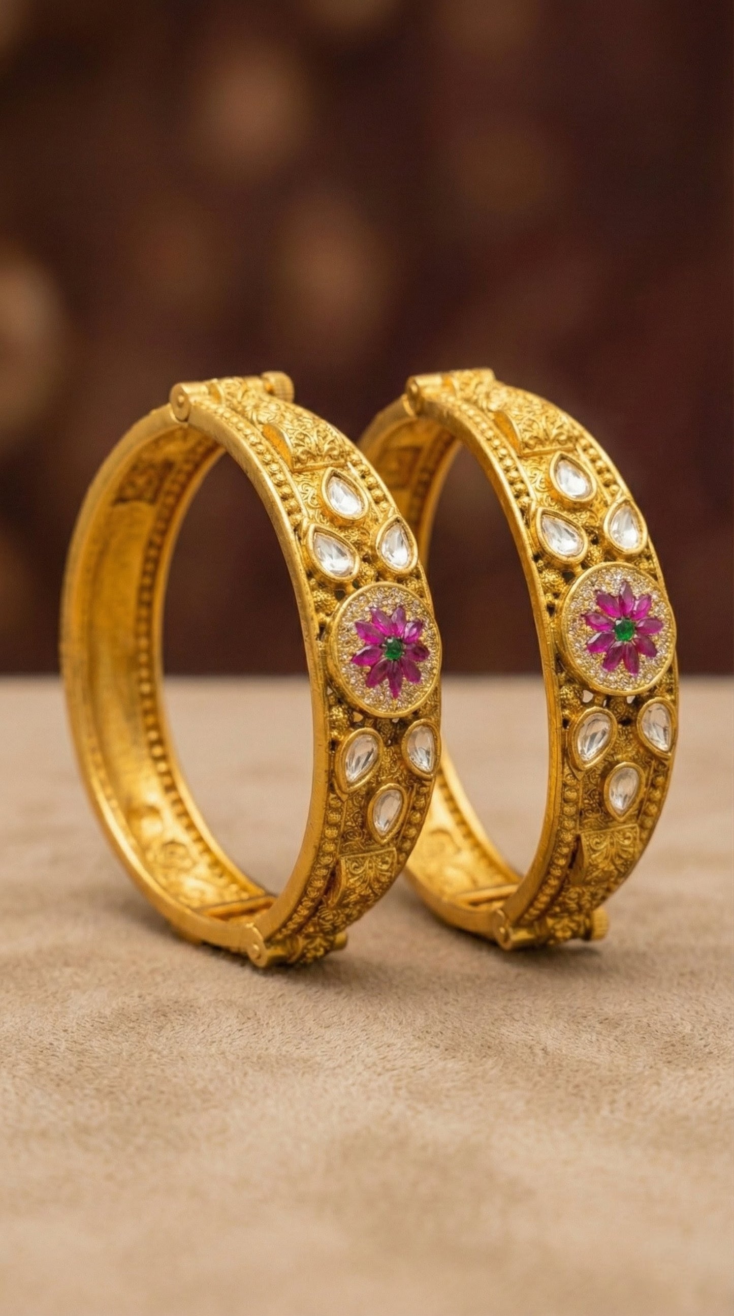 Varsha Rajwadi Swaroski Kundan Bangles (Openable)