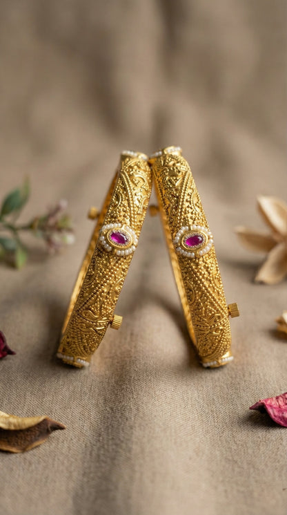 Parul Plain Gold look Swaroski Bangles (Openable)