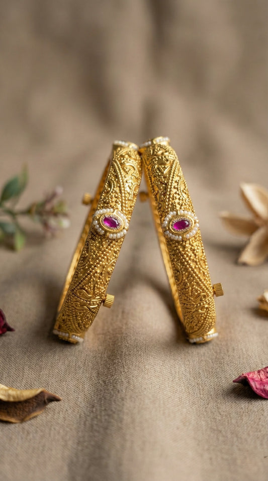 Parul Plain Gold look Swaroski Bangles (Openable)
