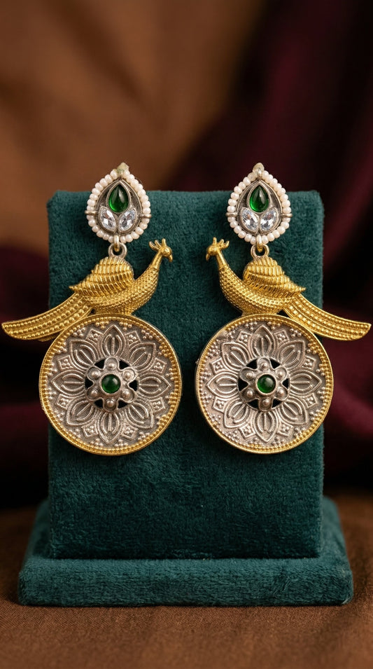 Alternate styling layout profile of Meera Oxidised Earrings