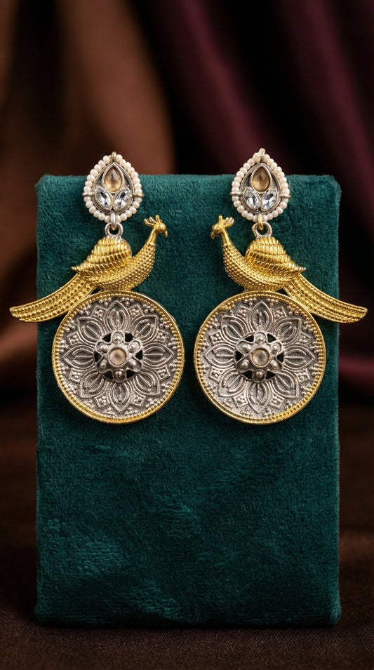 Alternate styling layout profile of Meera Oxidised Earrings