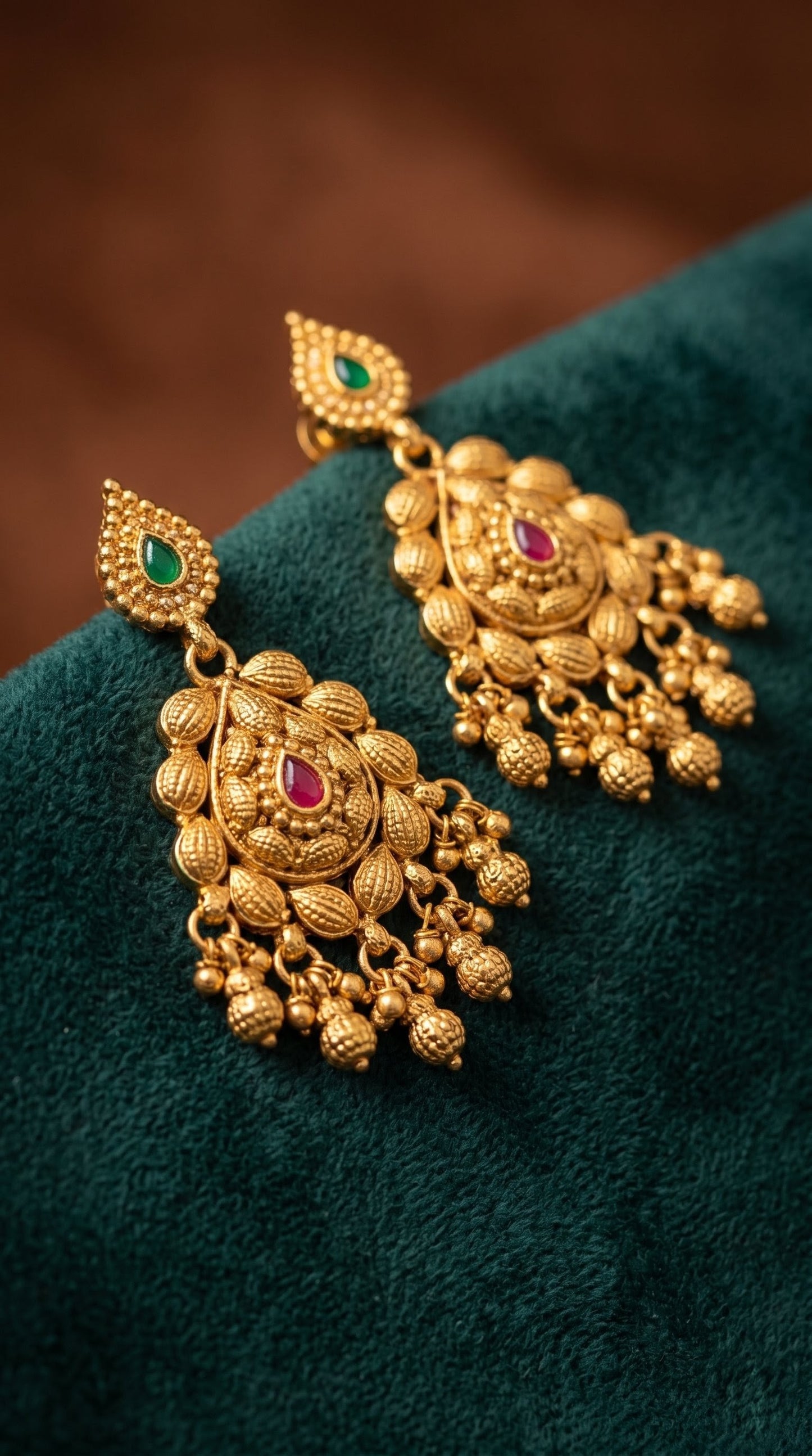 Matching earrings from Aarushi gold look artificial jewellery set
