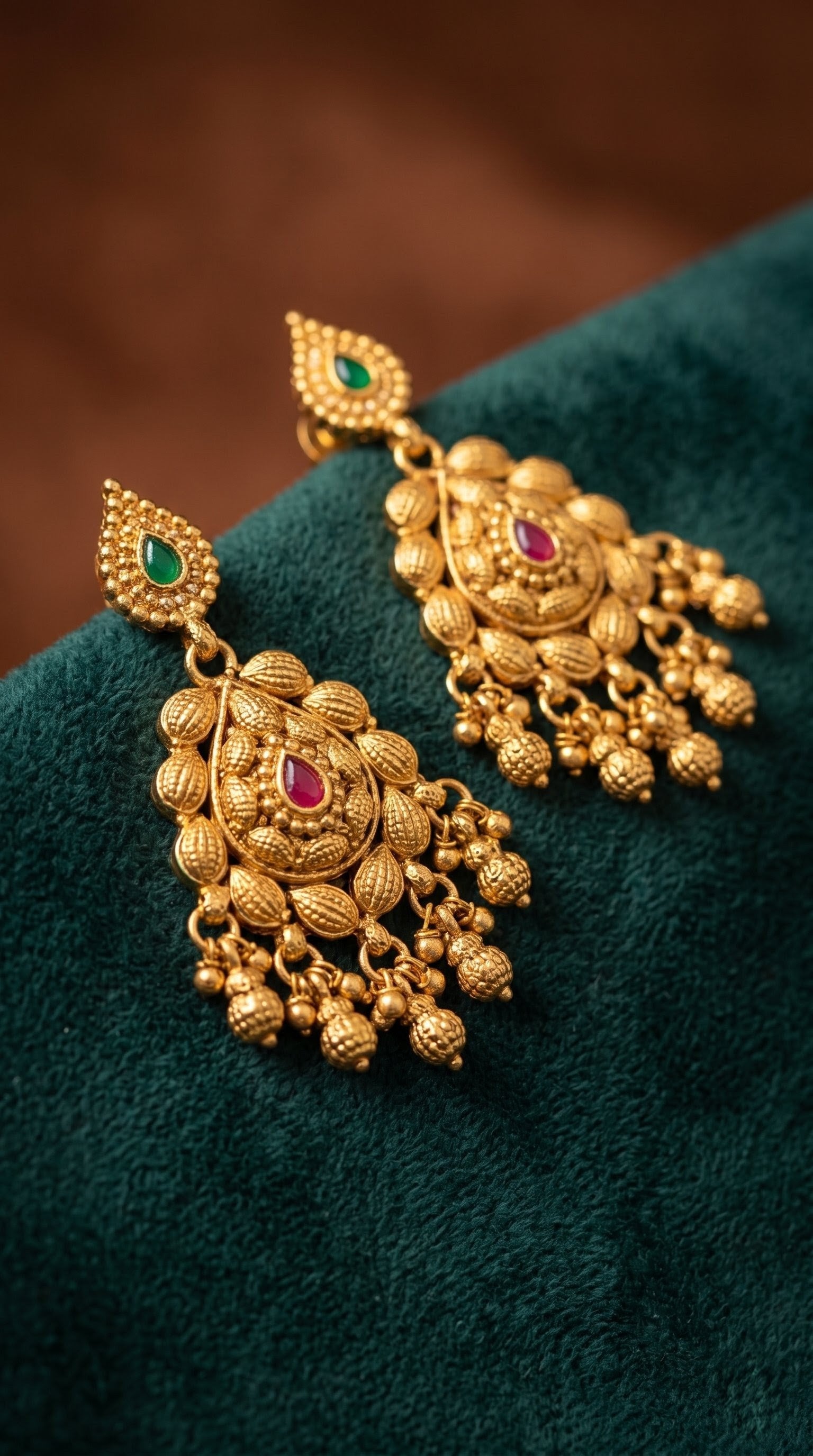 Matching earrings from Aarushi gold look artificial jewellery set