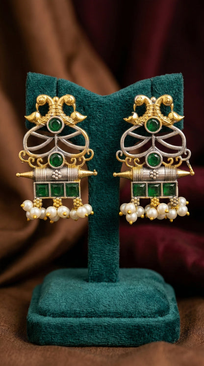 Shubhra Oxidised Double Tone Earrings