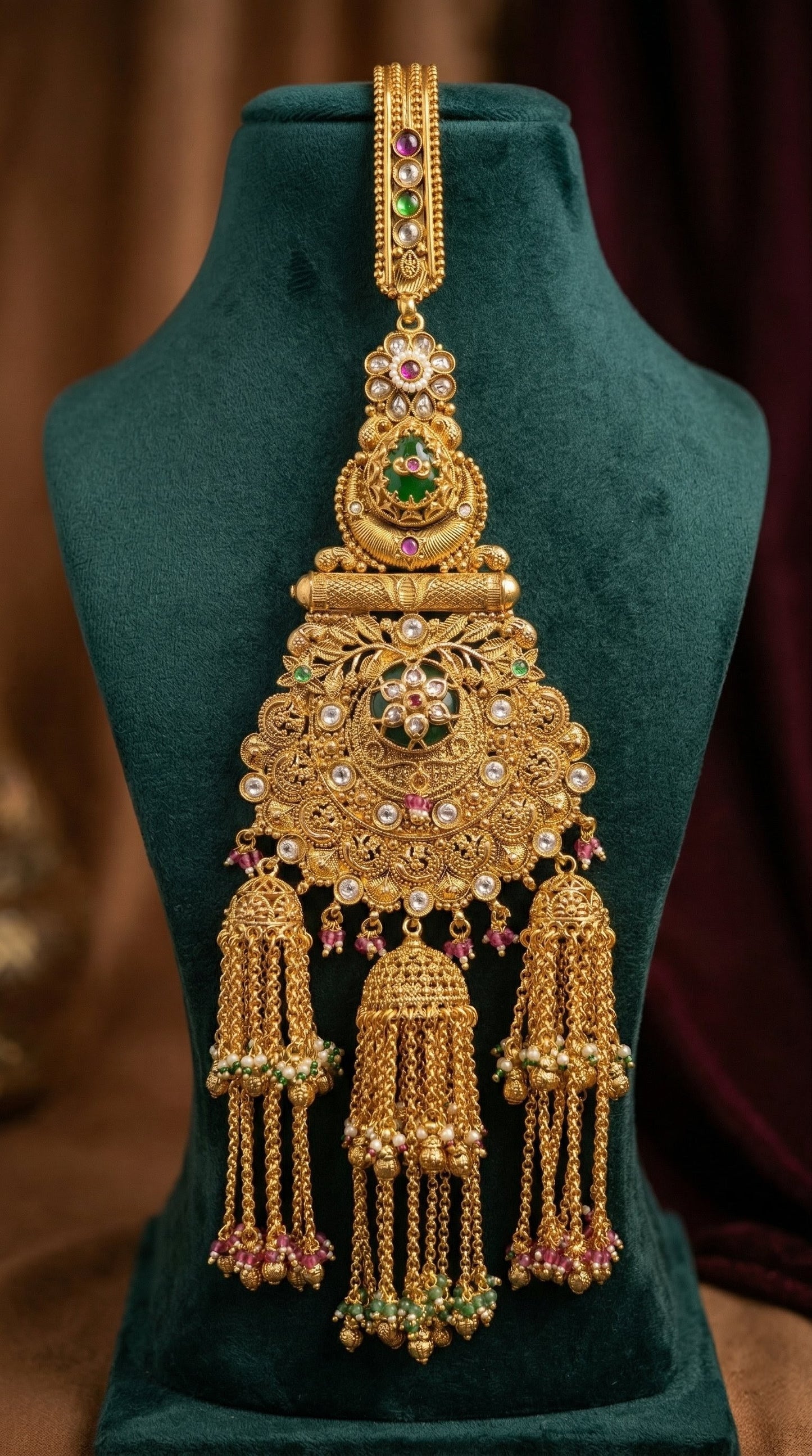 Traditional antique bridal juda pin with ethnic detailing