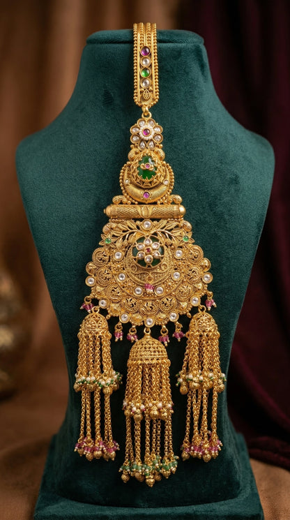 Traditional antique bridal juda pin with ethnic detailing