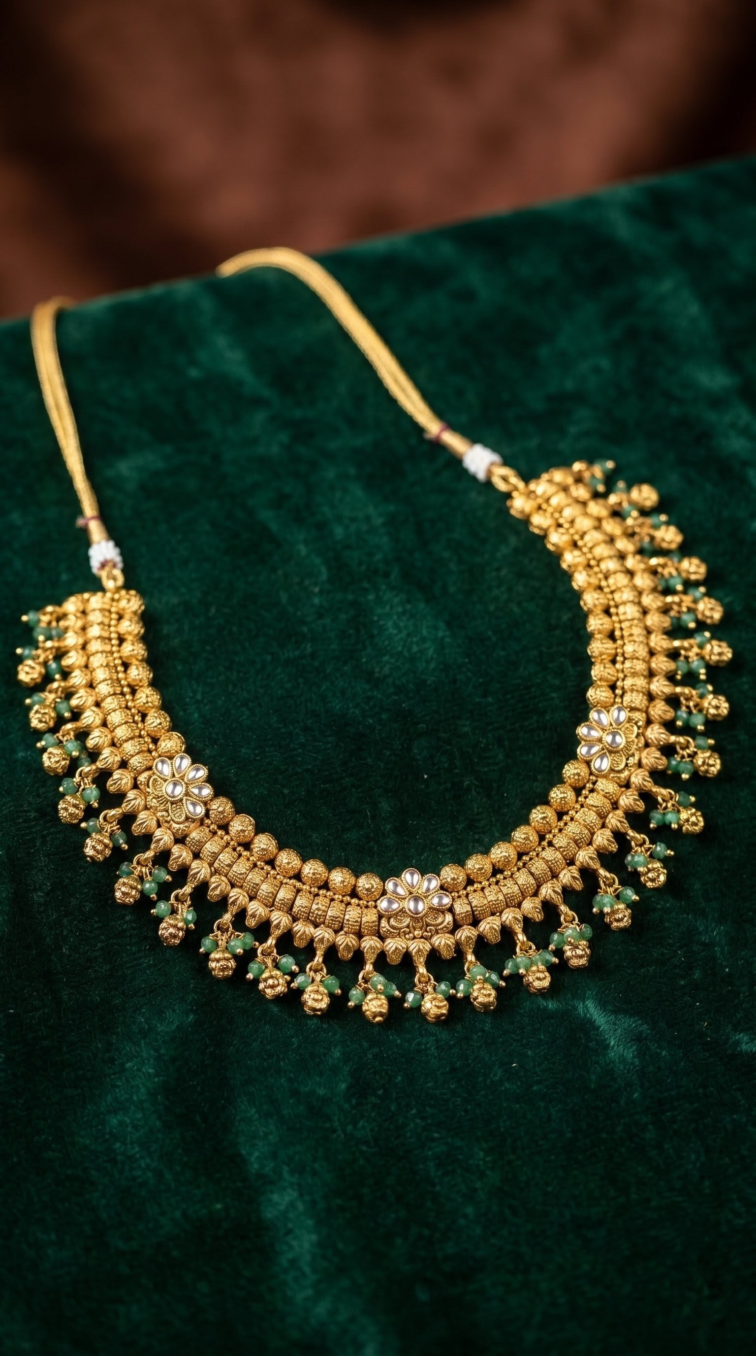 Traditional gold polish necklace set for festive and wedding wear