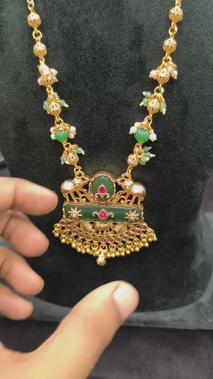 Juhi Elephant Heritage Chain Pendant Set