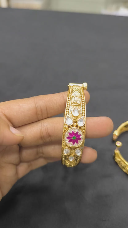 Varsha Rajwadi Swaroski Kundan Bangles (Openable)