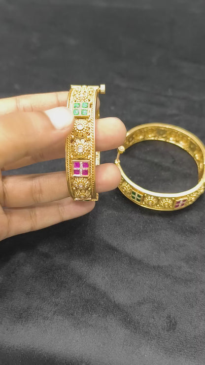 Raveena Antique Swaroski Bangles (Openable)