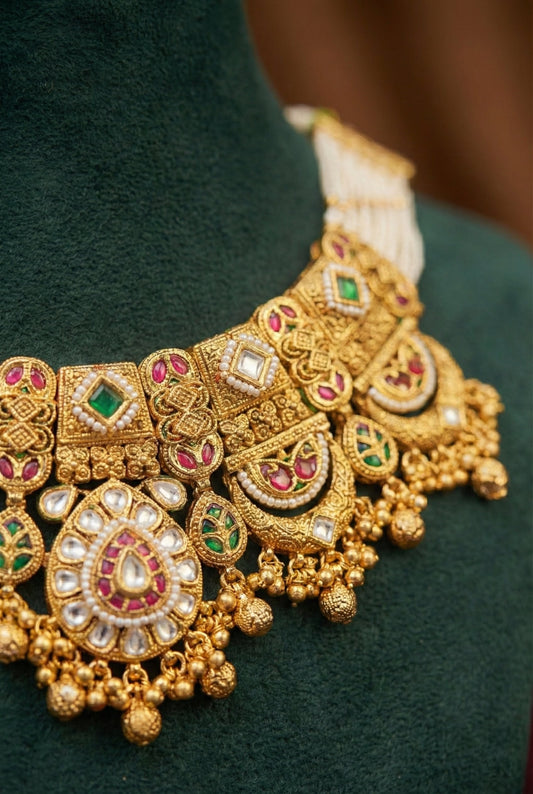 Alternate styling layout profile of Raha Gold Look Heritage Necklace Set