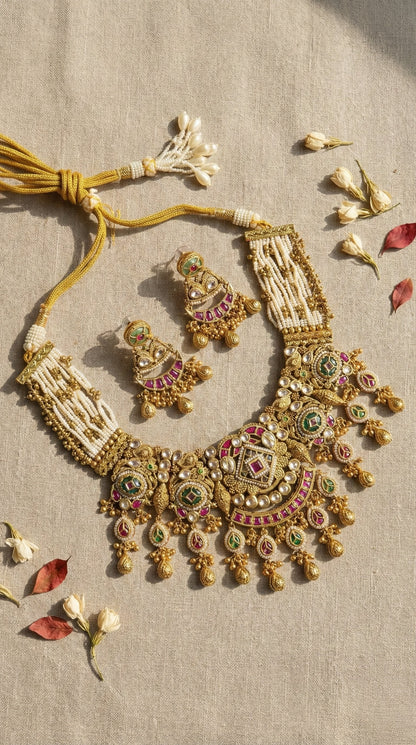 Reema Elegant Gold Look Heritage Necklace Set