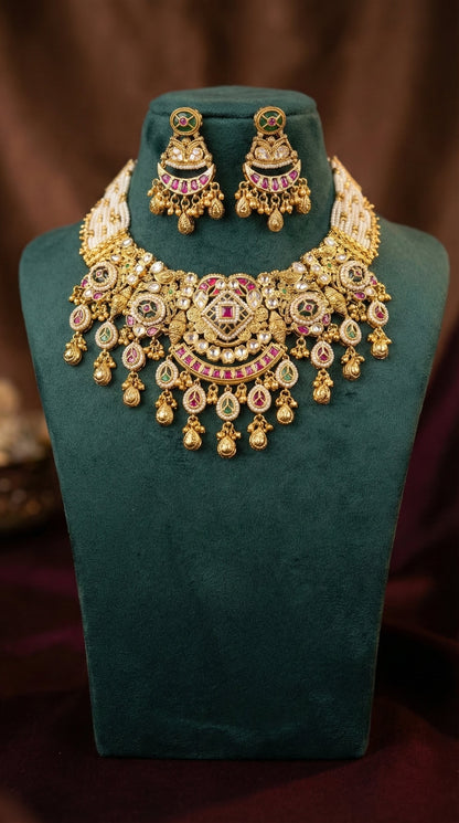 Reema Elegant Gold Look Heritage Necklace Set