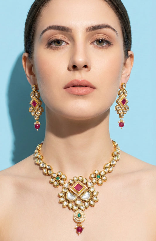 Alternate styling layout profile of Damini Premium Kundan Necklace