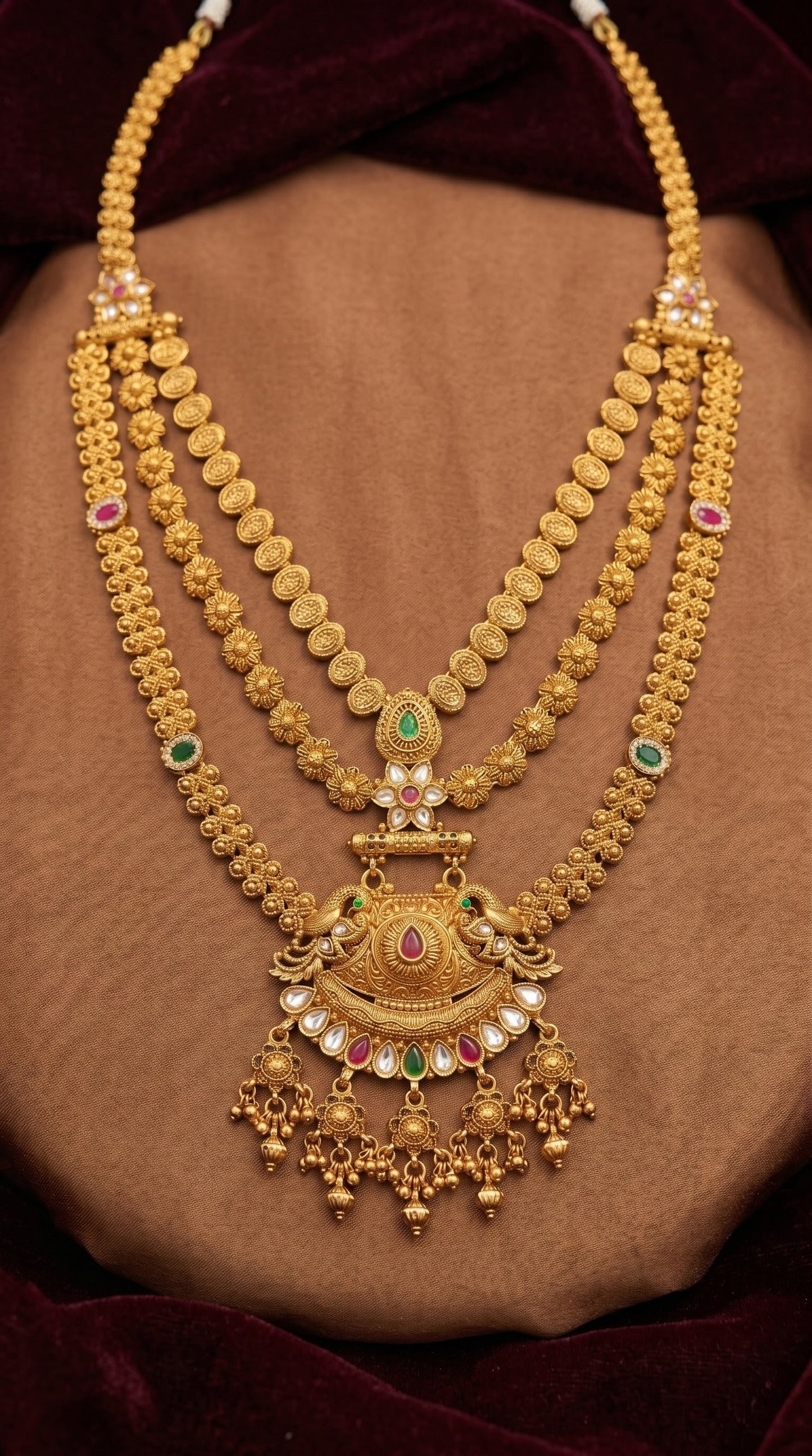 Traditional Rajwadi bridal long necklace
