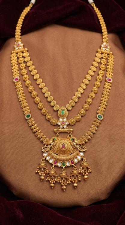 Traditional Rajwadi bridal long necklace