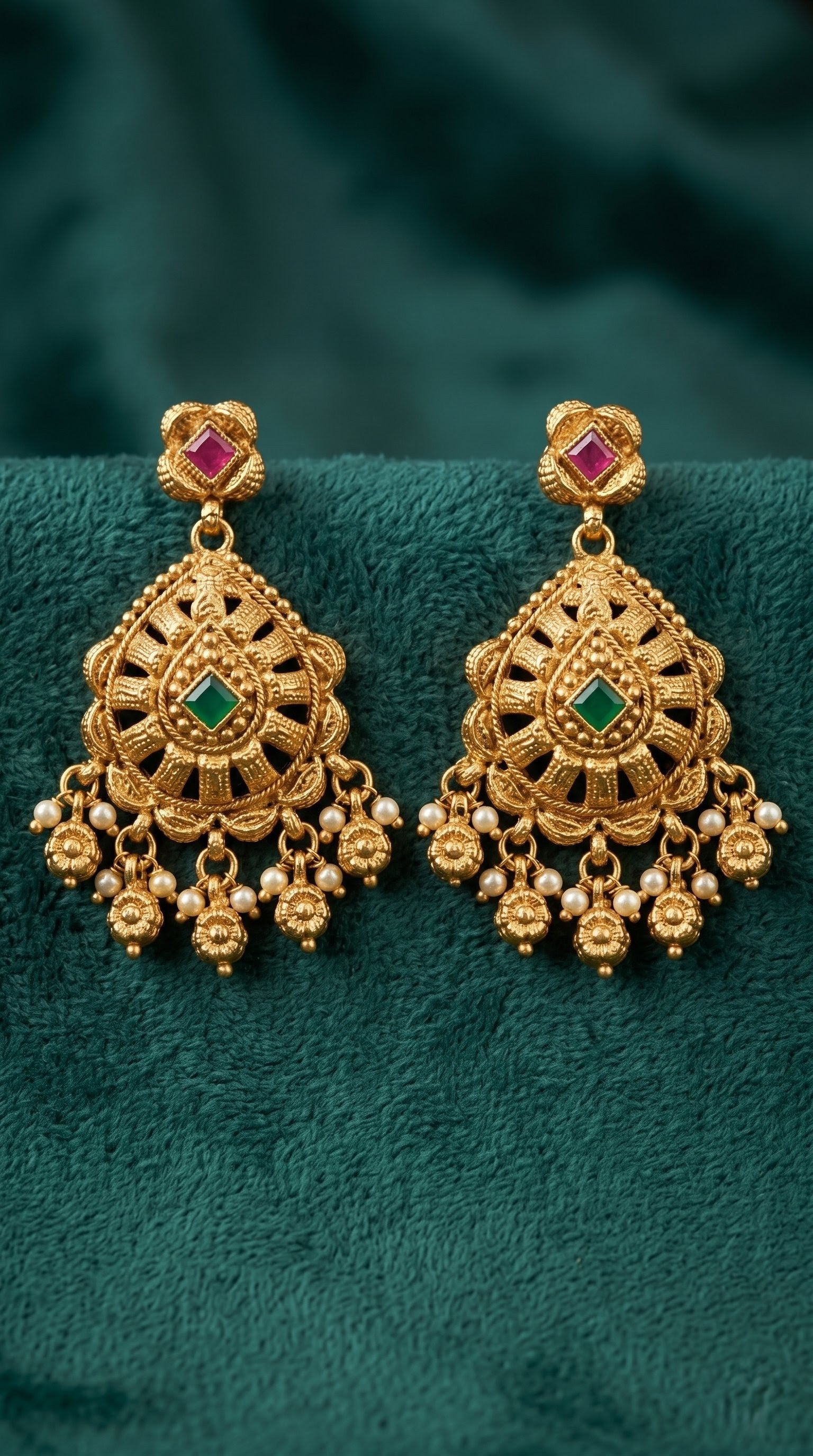Matching earrings from Samiti gold look artificial jewellery set