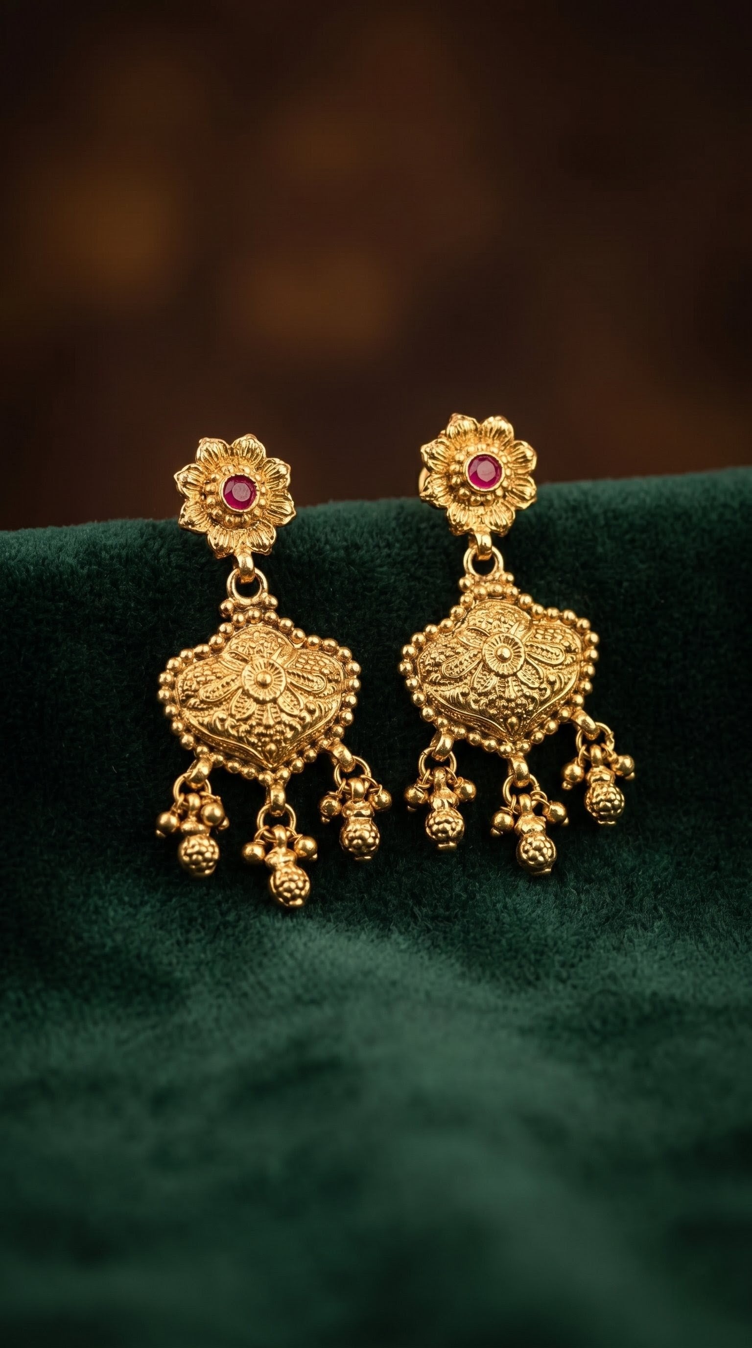 Matching earrings from Sayani gold look artificial jewellery set